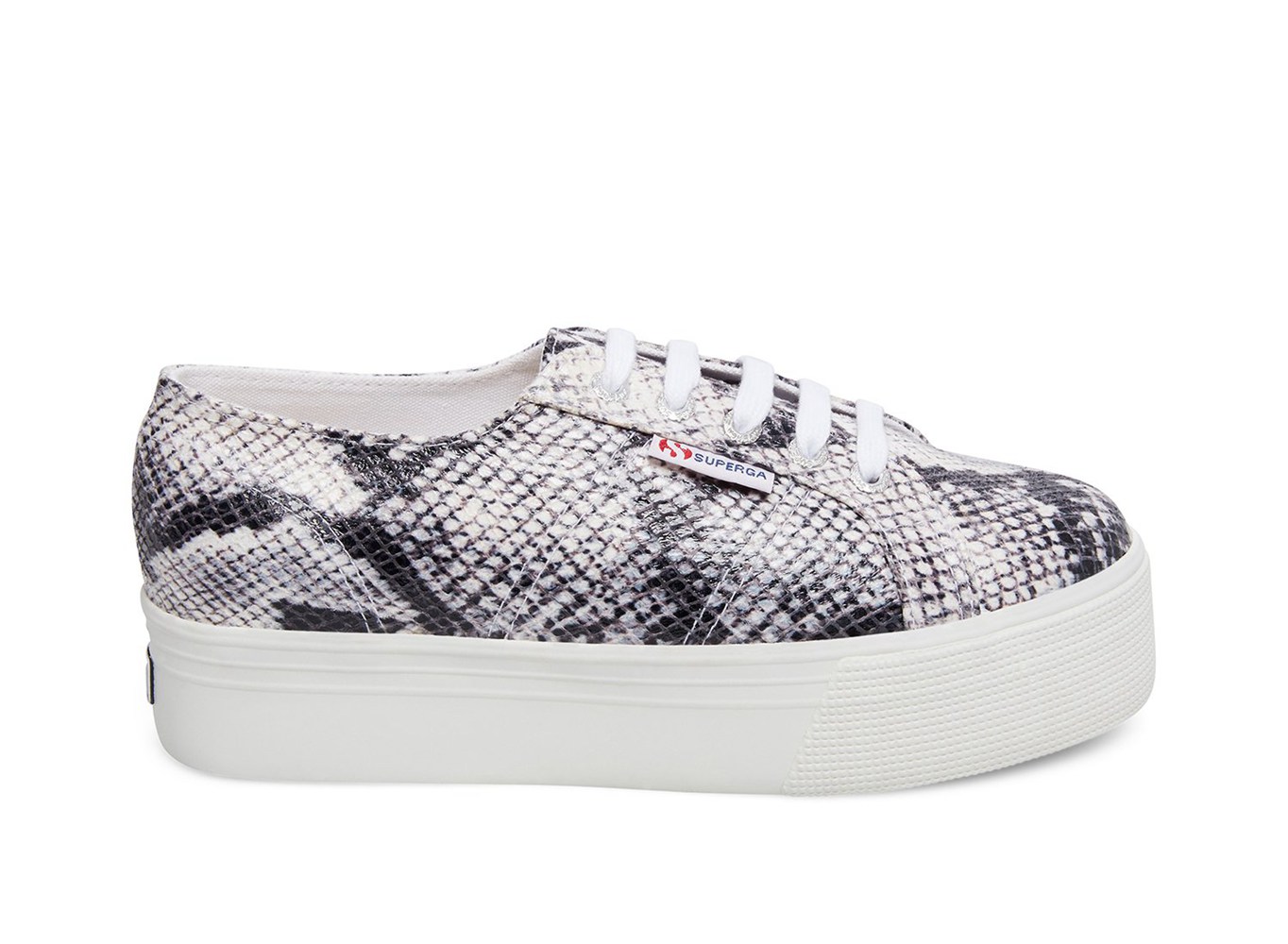 Platform Feminino Pretas/Branco/Serpentine - Superga 2790 Pufanw - POZJG-2497